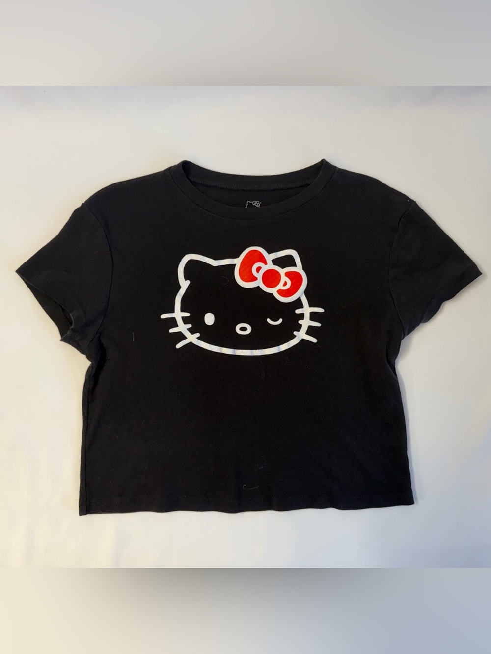 Hello Kitty Black Graphic Crop Top | Y2K Kawaii Baby Tee